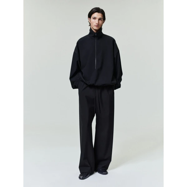 Fear of God Wool Ripstop Wide Leg Drawstring Pants in Black | Pants | Luxury Shoes 