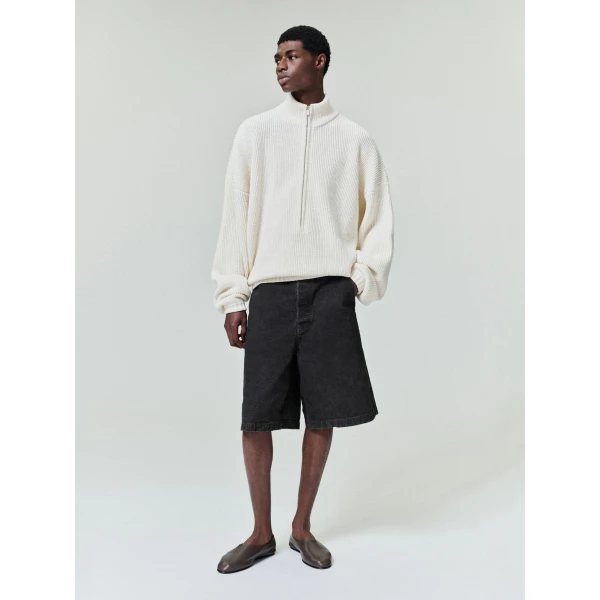 Fear of God Zip-Up Sweater Long Sleeve in Cream | Men Knitwear | Luxury Shoes 