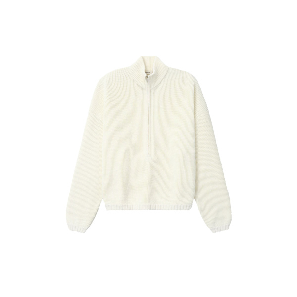 Fear of God Zip-Up Sweater Long Sleeve in Cream | Luxury Shoes 
