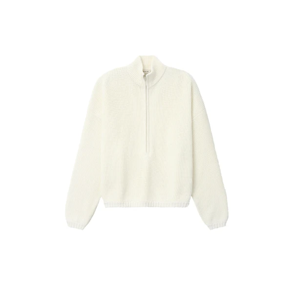 Fear of God Zip-Up Sweater Long Sleeve in Cream | Luxury Shoes 