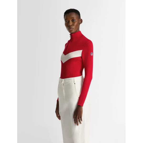 Fusalp Andromede Sweater in Racing Red and Snow, view 3 | Sweaters | Luxury Shoes 