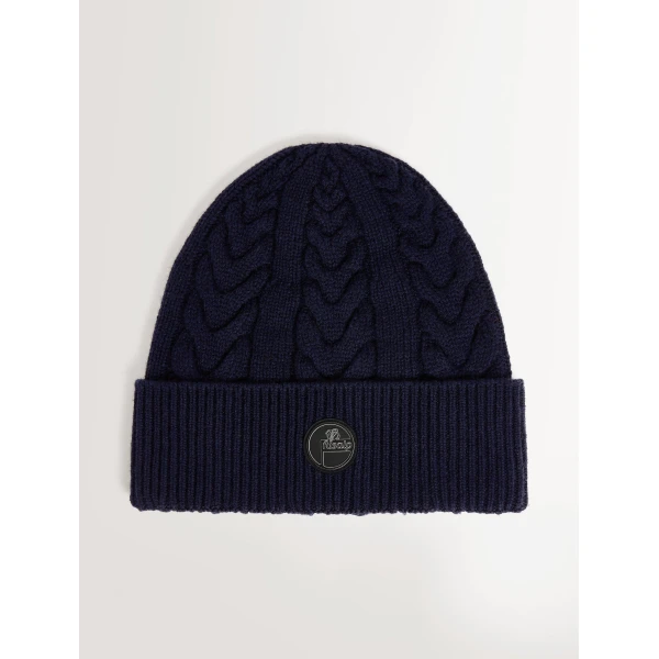 Fusalp Cable Beanie in Navy, view 2 | Hats | Luxury Shoes 