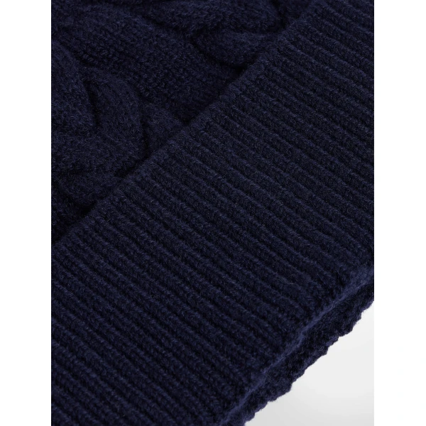 Fusalp Cable Beanie in Navy, view 4 | Hats | Luxury Shoes 