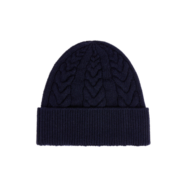 Fusalp Cable Beanie in Navy | Hats | Luxury Shoes 