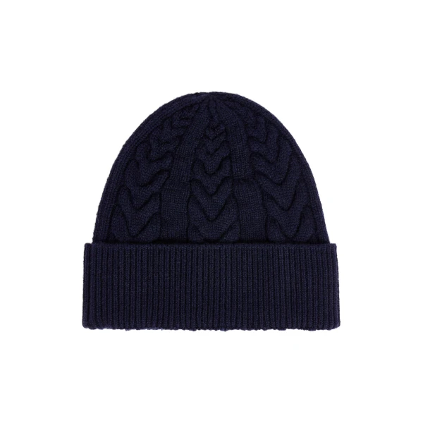 Fusalp Cable Beanie in Navy | Hats | Luxury Shoes 