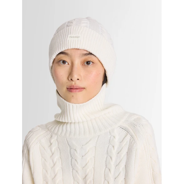 Fusalp Cable Beanie in Snow, view 5 | Hats | Luxury Shoes 