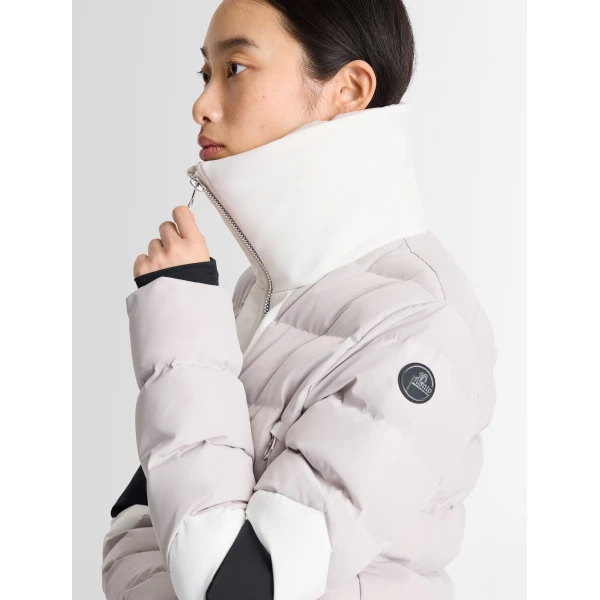 Fusalp Clarisse Ski Suit in Mastic, Snow and Black, view 5 | Ski Suits | Luxury Shoes 