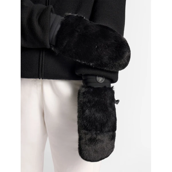 Fusalp Fake Fur Ski Gloves in Black, view 5 | Gloves | Luxury Shoes 