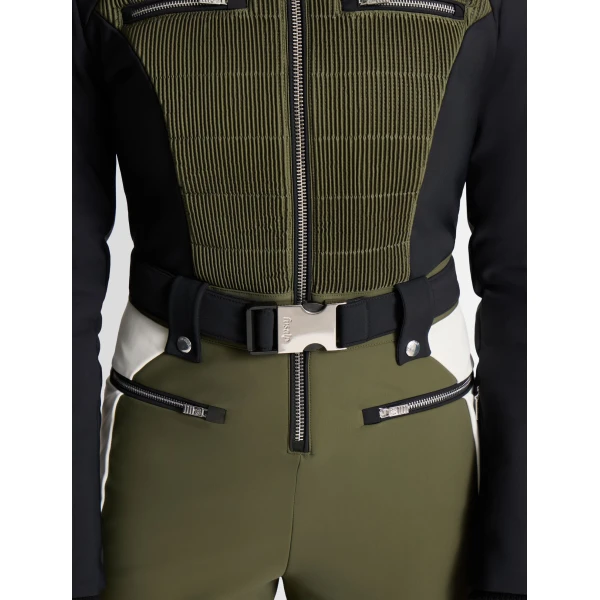 Fusalp Jorket Ski Suit in Moss Green, Black and Snow, view 5 | Ski Suits | Luxury Shoes 