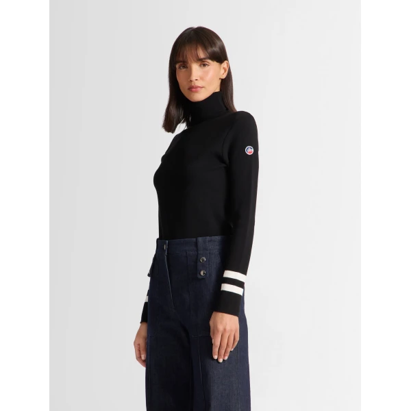 Fusalp Judith Sweater in Black and Snow, view 3 | Turtlenecks | Luxury Shoes 