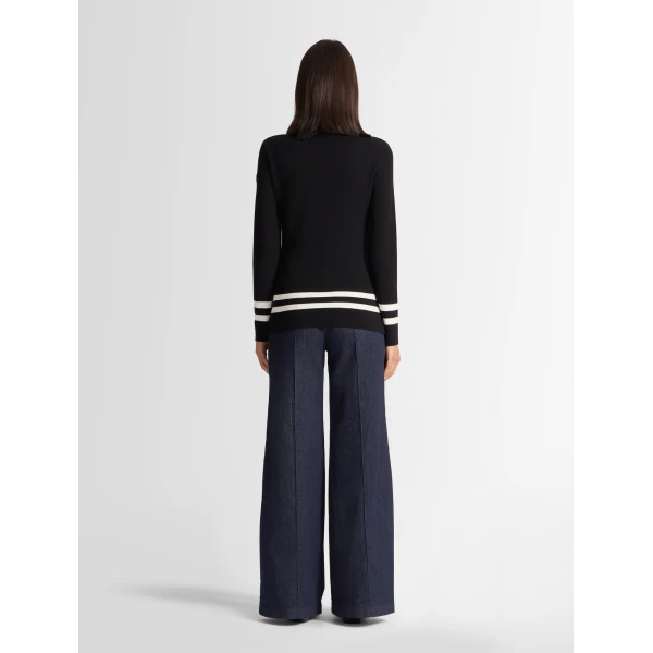 Fusalp Judith Sweater in Black and Snow, view 4 | Turtlenecks | Luxury Shoes 