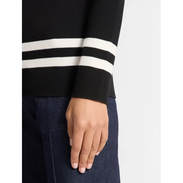 Fusalp Judith Sweater in Black and Snow, view 5 | Turtlenecks | Luxury Shoes 