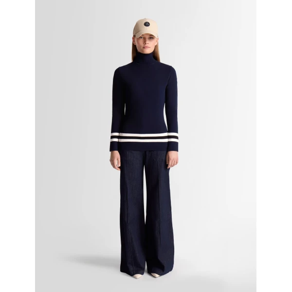 Fusalp Judith Sweater in Navy and Snow, view 2 | Turtlenecks | Luxury Shoes 