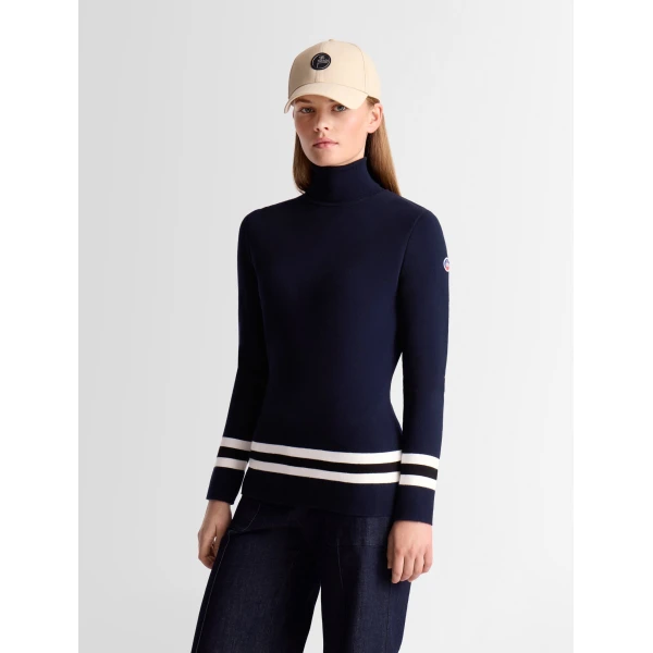 Fusalp Judith Sweater in Navy and Snow, view 3 | Turtlenecks | Luxury Shoes 