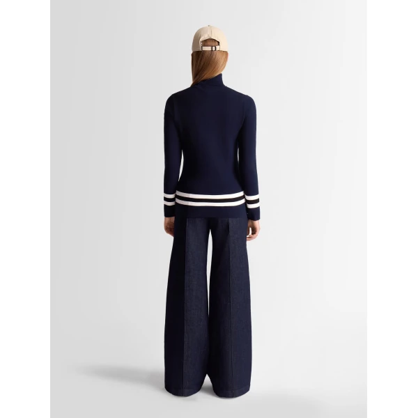 Fusalp Judith Sweater in Navy and Snow, view 4 | Turtlenecks | Luxury Shoes 