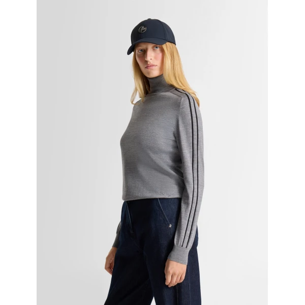 Fusalp Laryana Sweater in Mouse Grey and Black, view 3 | Turtlenecks | Luxury Shoes 