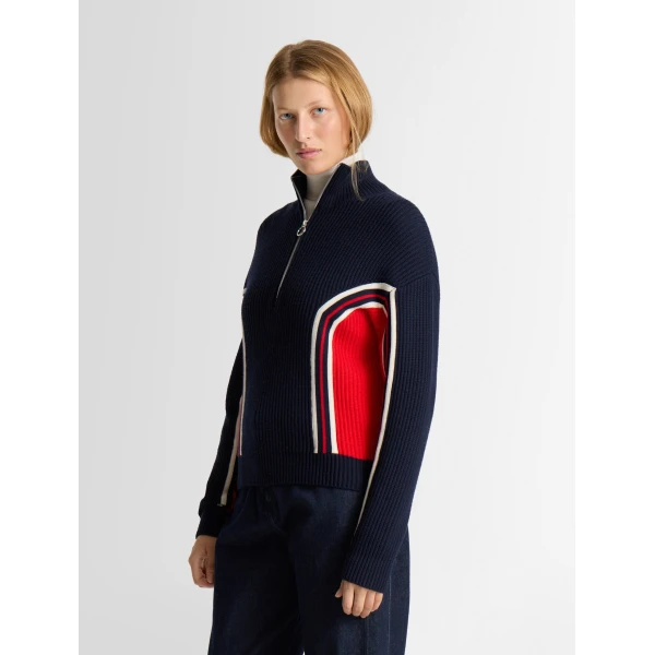 Fusalp Mirala Sweater in Navy, Racing Red and Snow, view 3 | Sweaters | Luxury Shoes 