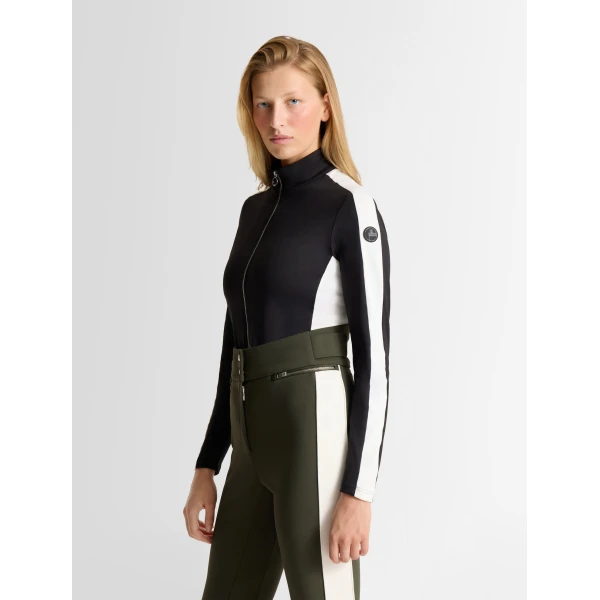 Fusalp Negam Full Zip Thermal Layer in Black and Snow, view 3 | Skiwear | Luxury Shoes 