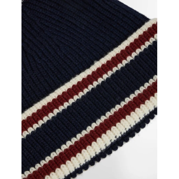 Fusalp Pompon Beanie in Navy, Racing Red and Snow, view 6 | Hats | Luxury Shoes 