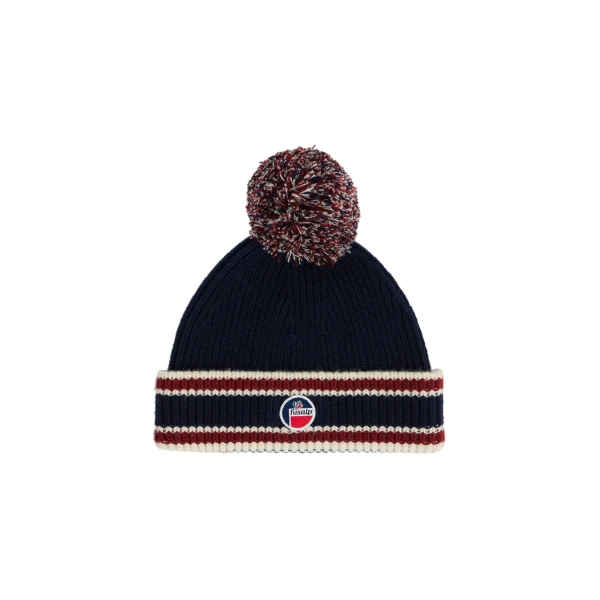 Fusalp Pompon Beanie in Navy, Racing Red and Snow | Hats | Luxury Shoes 