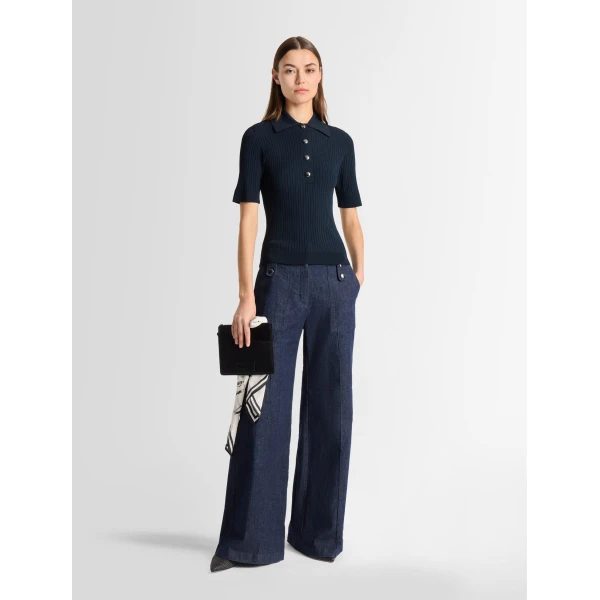 Fusalp Vera Short-Sleeve Polo Shirt in Navy, view 2 | Short Sleeved | Luxury Shoes 