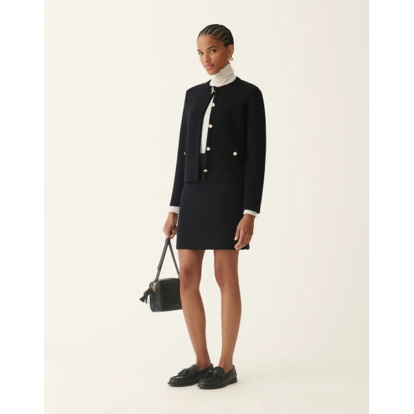Fabiana Filippi Merino Wool Cardigan in Midnight Blue