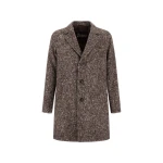 Herno Alpaca, Wool Herringbone and Suede Effect Coat in Dark Brown | Men's Coats | Luxury Shoes 