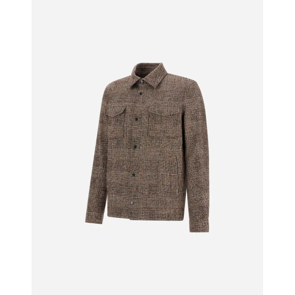 Herno Alpaca and Wool Shacket with Check Pattern in Brown and Green | Men's Jackets | Luxury Shoes 