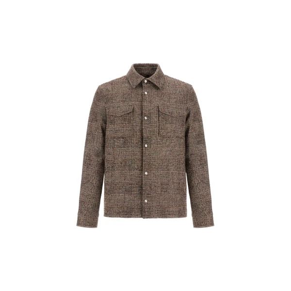 Herno Alpaca and Wool Shacket with Check Pattern in Brown and Green | Men's Jackets | Luxury Shoes 