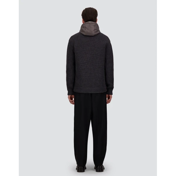 Herno Anthracite Jacket in Ribbed Merino Wool G.5 and Nylon Chamonix | Men's Jackets | Luxury Shoes 