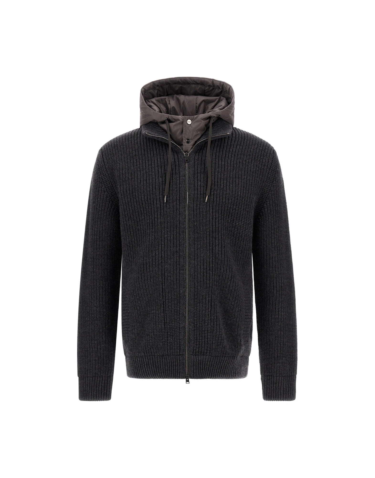Herno Anthracite Jacket in Ribbed Merino Wool G.5 and Nylon Chamonix Herno Anthracite Jacket in Ribbed Merino Wool G.5 and Nylon Chamonix | Men's Jackets | Luxury Shoes