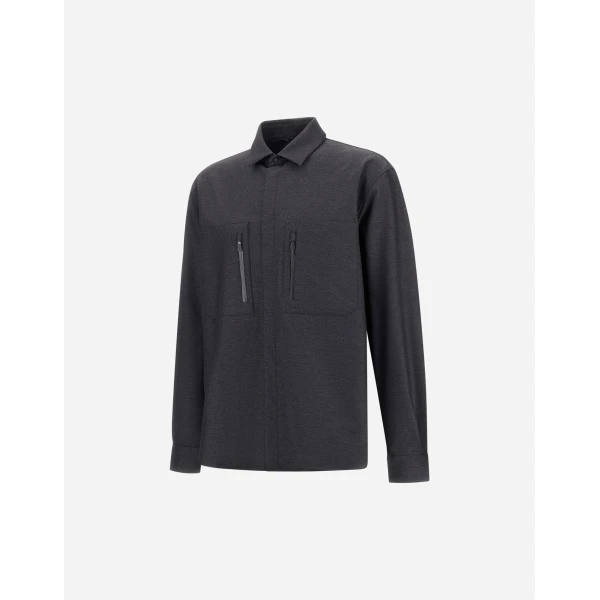 Herno Anthracite Shirt in Stretch Fabric with Mélange Effect | Men's Shirts | Luxury Shoes 