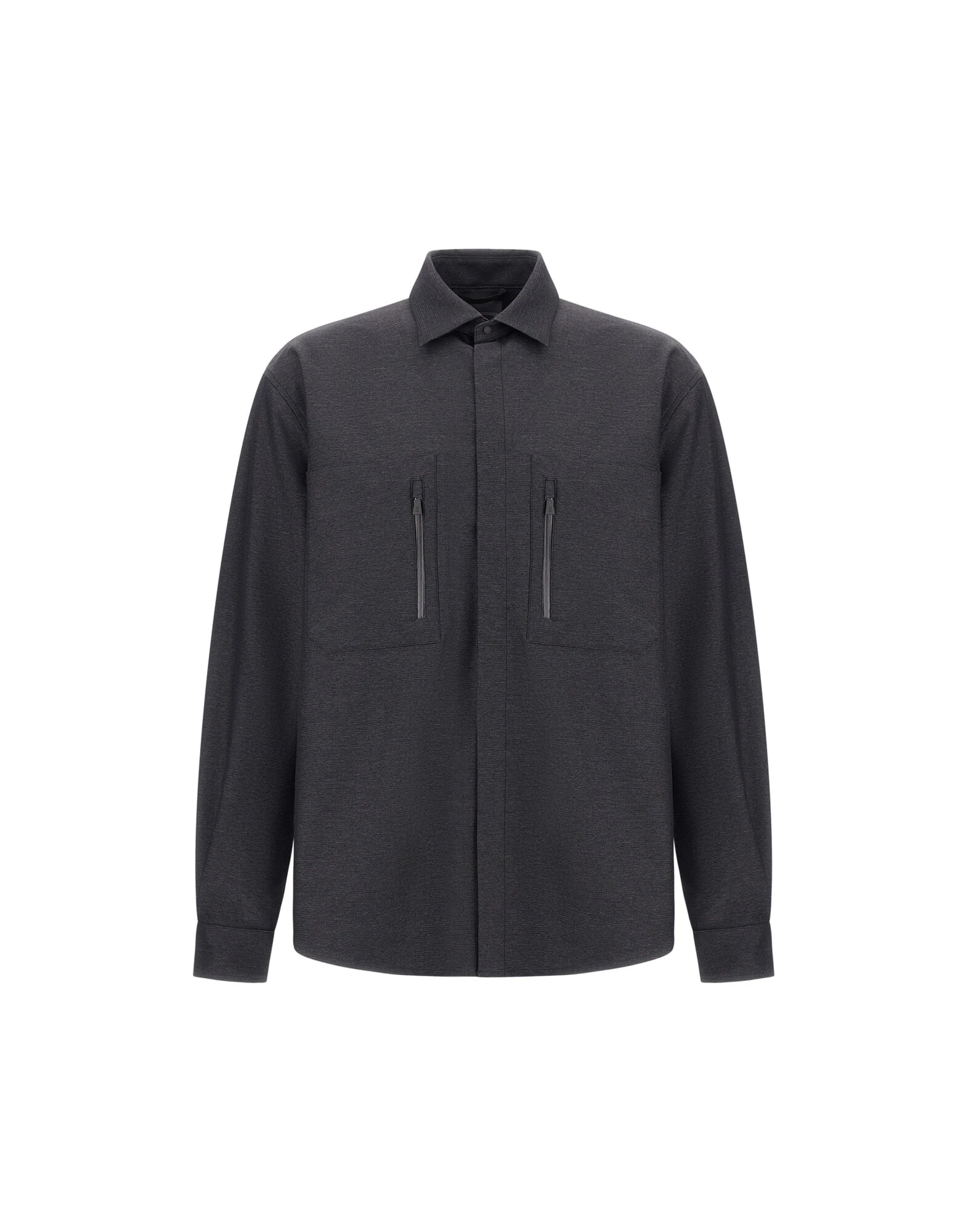 Herno Anthracite Shirt in Stretch Fabric with Mélange Effect Herno Anthracite Shirt in Stretch Fabric with Mélange Effect | Men's Shirts | Luxury Shoes