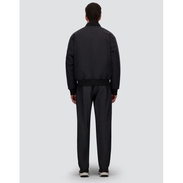 Herno Anthracite Trousers in Melange-Effect Stretch Fabric | Men's Trousers | Luxury Shoes 