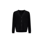 Herno Black Cardigan in Yarn with Raised Knit Pattern | Men's Knitwear | Luxury Shoes 