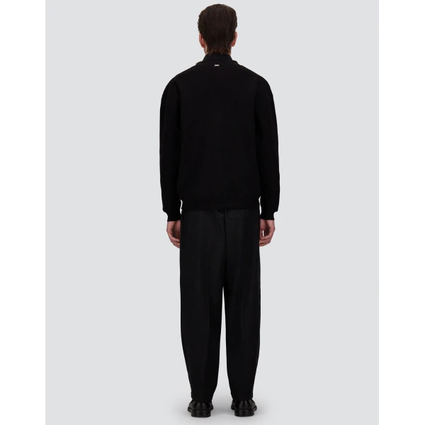Herno Black Cardigan in Yarn with Raised Knit Pattern | Men's Knitwear | Luxury Shoes 