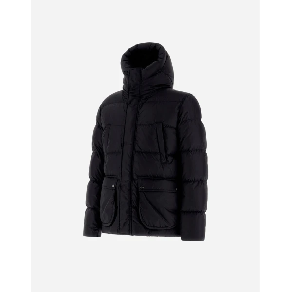 Herno Black Espresso Bomber Jacket in Nylon Chamonix | Men's Jackets | Luxury Shoes 