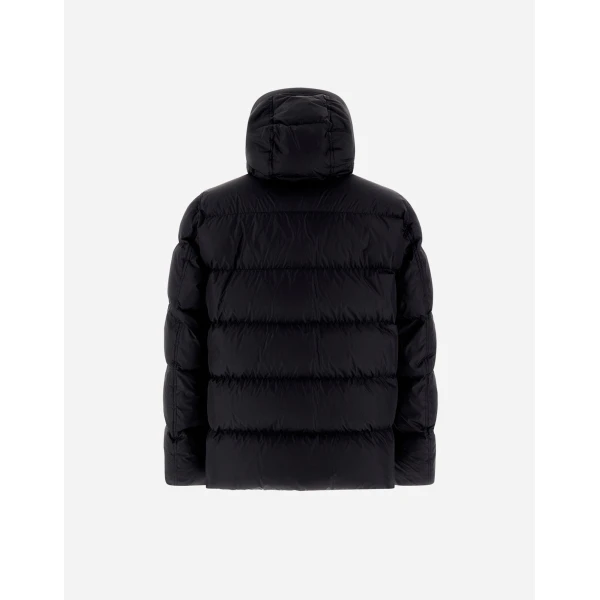 Herno Black Espresso Bomber Jacket in Nylon Chamonix | Men's Jackets | Luxury Shoes 