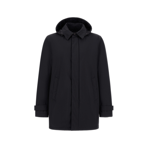 Herno Black Long Parka in 2-Layer Windstopper | Men's Coats | Luxury Shoes 