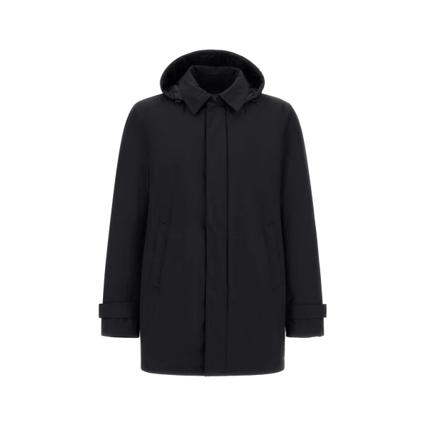 Black Long Parka in 2-Layer Windstopper