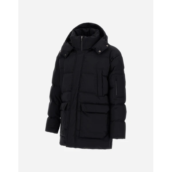 Herno Black Long Quilted Parka in 2-Layer Windstopper | Men's Coats | Luxury Shoes 