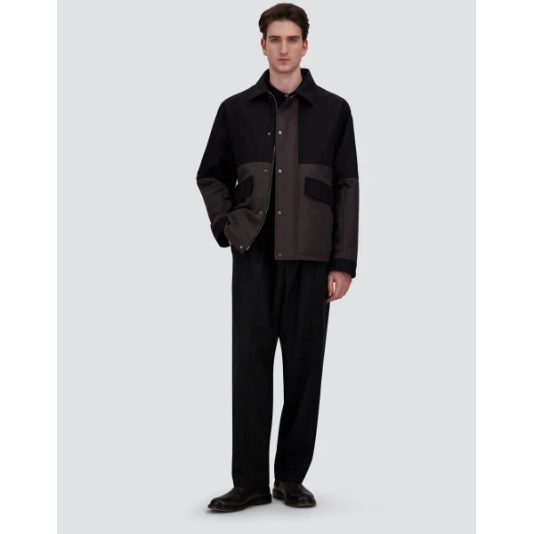 Herno Black Shacket in Matte Twill and Cotton Twill | Men's Jackets | Luxury Shoes 