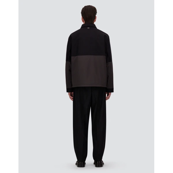 Herno Black Shacket in Matte Twill and Cotton Twill | Men's Jackets | Luxury Shoes 