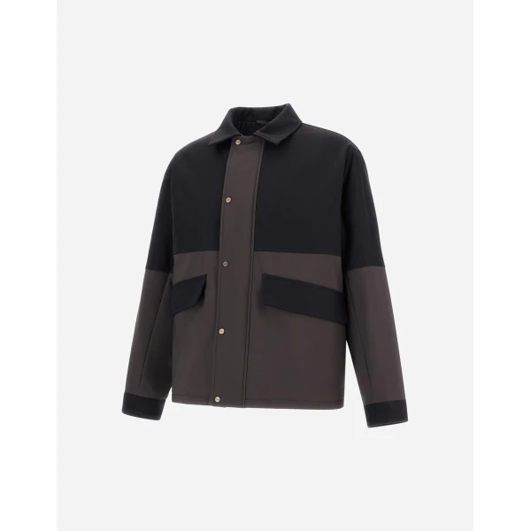 Herno Black Shacket in Matte Twill and Cotton Twill | Men's Jackets | Luxury Shoes 