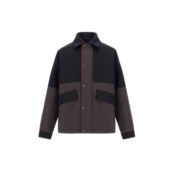 Herno Black Shacket in Matte Twill and Cotton Twill | Men's Jackets | Luxury Shoes 