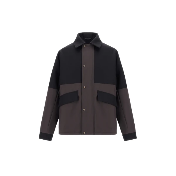 Herno Black Shacket in Matte Twill and Cotton Twill | Men's Jackets | Luxury Shoes 