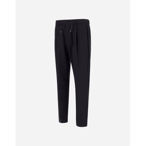 Herno Black Trousers in Cotton-Effect Stretch Fabric | Men's Trousers | Luxury Shoes 