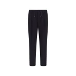 Herno Black Trousers in Cotton-Effect Stretch Fabric | Men's Trousers | Luxury Shoes 