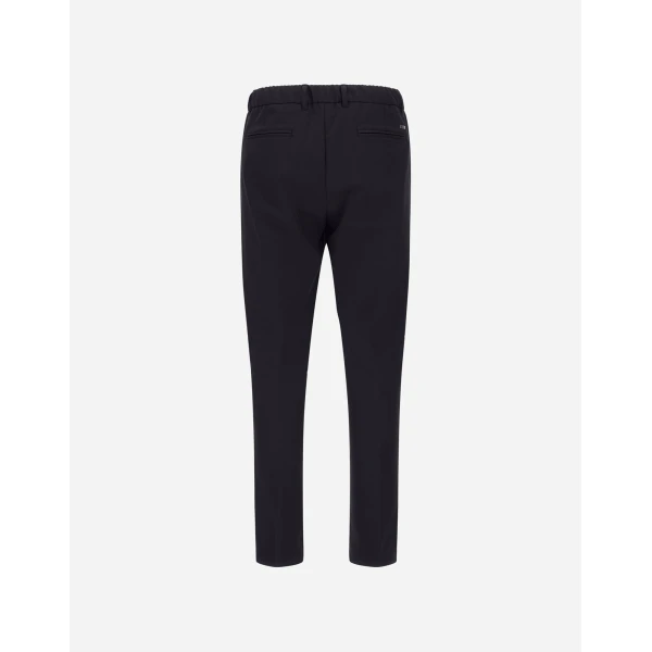 Herno Black Trousers in Cotton-Effect Stretch Fabric | Men's Trousers | Luxury Shoes 