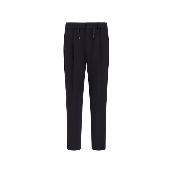 Herno Black Trousers in Cotton-Effect Stretch Fabric | Men's Trousers | Luxury Shoes 